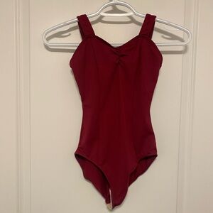 Children red and teal ballet bodysuit/leotard fits 8-11 years (stretches)